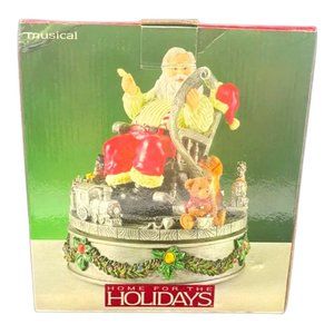 Home For The Holidays Rotating Musical Santa Vintage Centerpiece Music Box